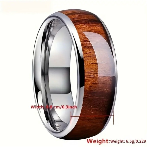 Stainless & Wood Statement Ring/Band - Picture 4 of 5